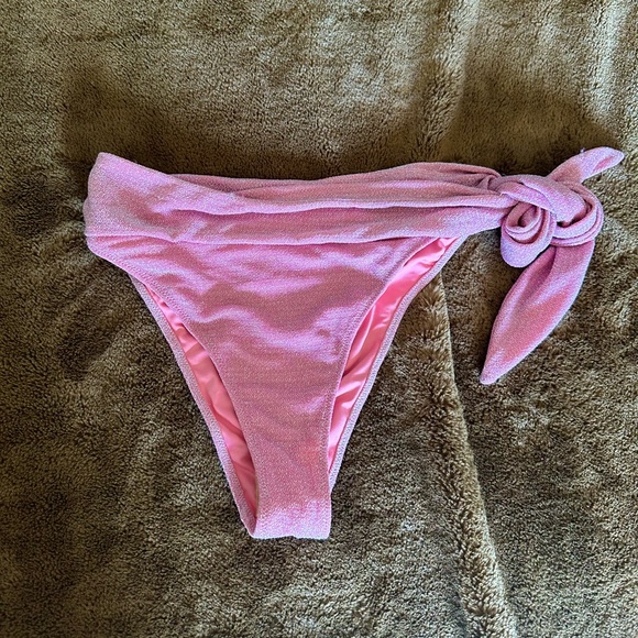 NWT Remy Brook Pink Glitter Side Tie Bikini Bottom - Picture 1 of 7